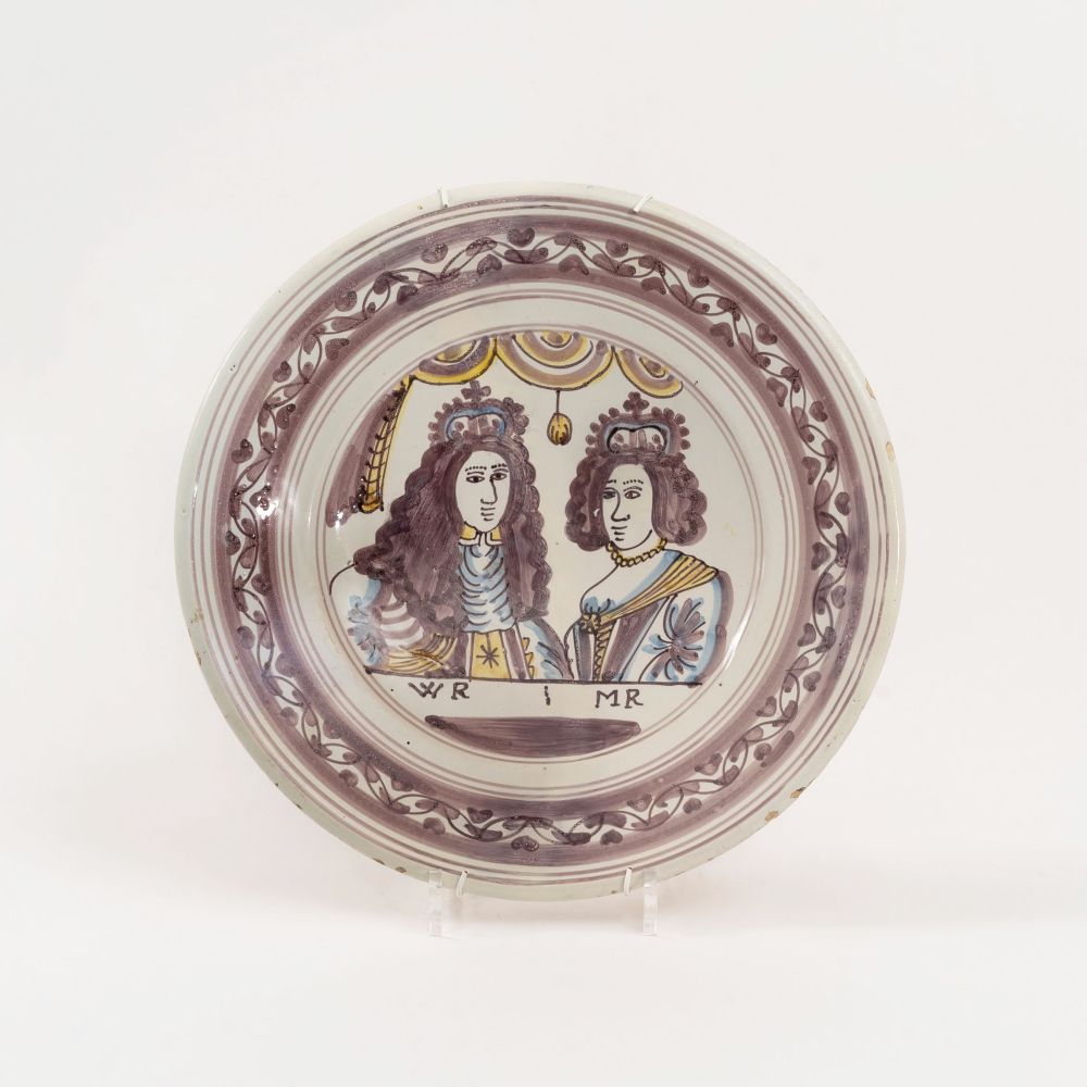 A Faience Dish 'Royal Couple'