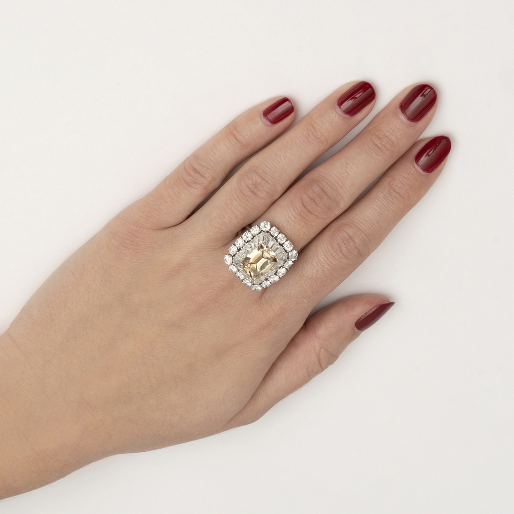 A highcarat Fancy Diamond Ring with Diamond Setting - image 3