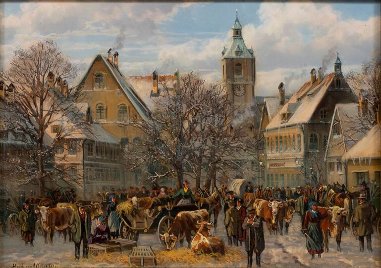 Viehmarkt im Winter