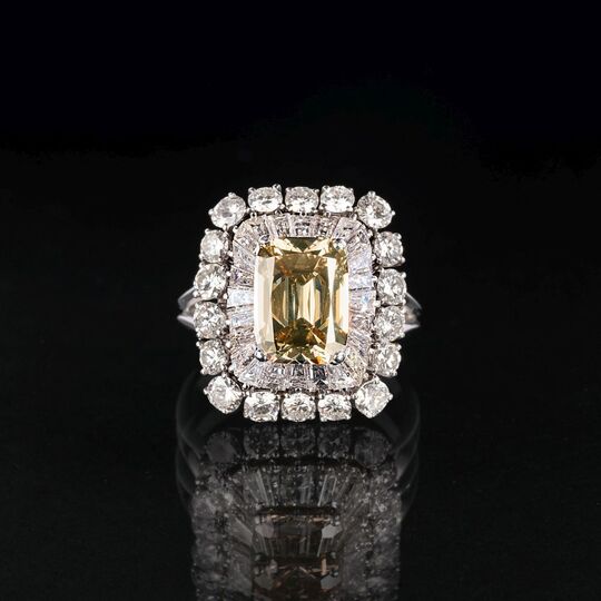 A highcarat Fancy Diamond Ring with Diamond Setting