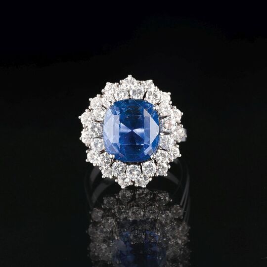 A colour-fine Sapphire Diamond Ring