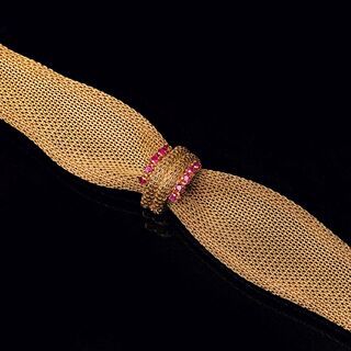 A Vintage Gold Bracelet with Rubies