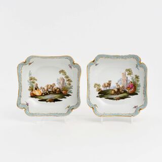 A Pair of Square Bowls with Shepherd Scenes