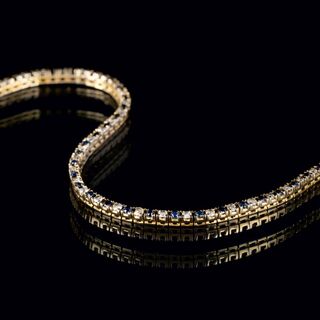 Zierliches Brillant-Saphir-Armband