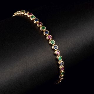 A Sapphire Emerald Ruby Bracelet