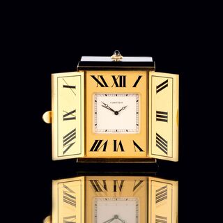A Travel Alarm Clock 'Art-déco Miniature Cabinet'