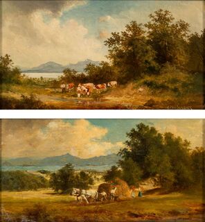 Companion Pieces: Hay Harvest and Pasture by the Lake