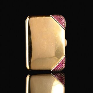 Jugendstil Gold-Etui mit Rubin-Besatz