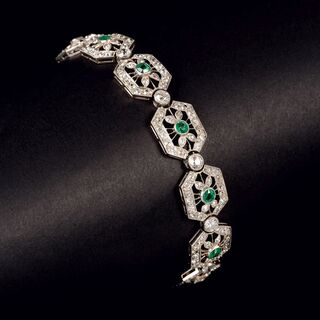 Art-déco Smaragd-Diamant-Armband