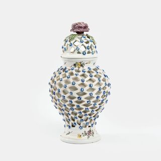A Faience Potpourri Vase with Forget-Me-Not