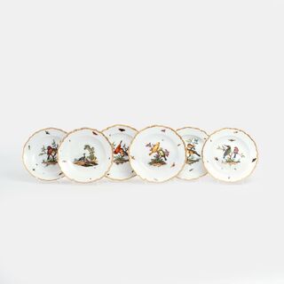 A Set of 6 Plates with Bird Painting