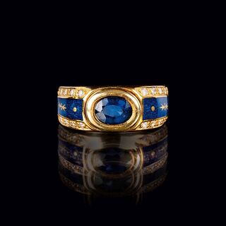 A Sapphire Diamond Ring