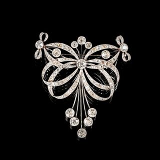 An extraordinary, highcarat Art Nouveau Diamond Brooch