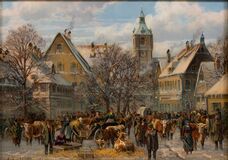 Viehmarkt im Winter - Bild 1