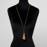 A Talisman Coral Pendant 'Mano Fico' with Gold Mounting on Necklace - image 2