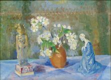 Stilleben mit Blumen und Figuren - Bild 1