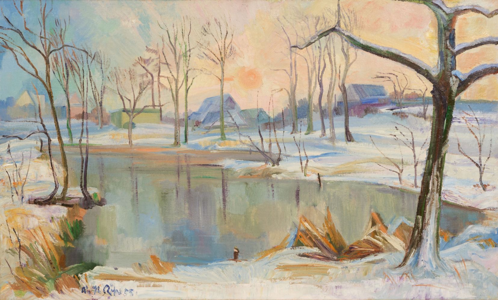 Winterlandschaft mit See