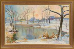 Winterlandscape with Pond - image 2