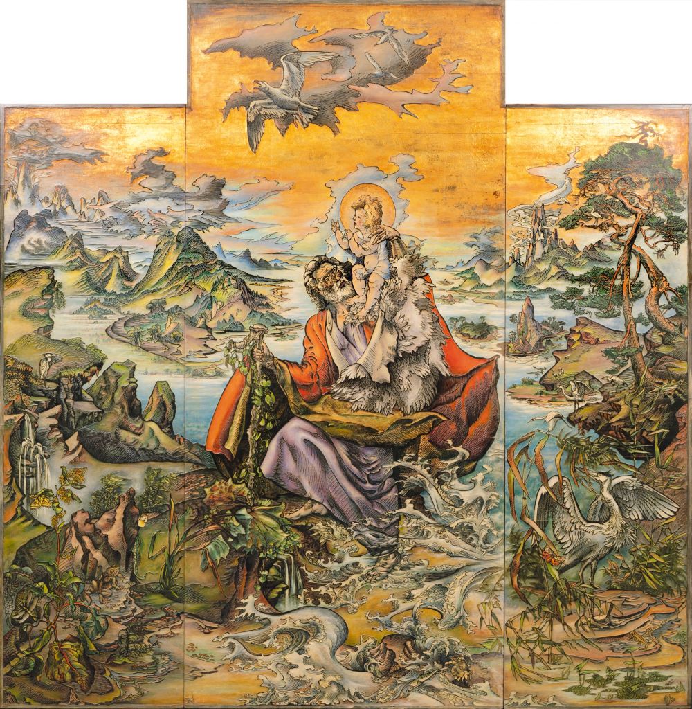 Theodor Schultz-Walbaum - Triptychon: Der Heilige Christophorus Triptychon: Der Heilige Christophorus