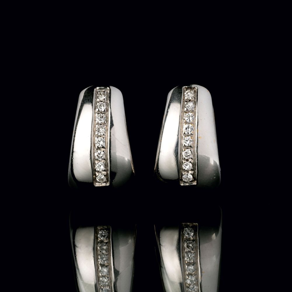 A Pair of Small Earrings with Diamonds