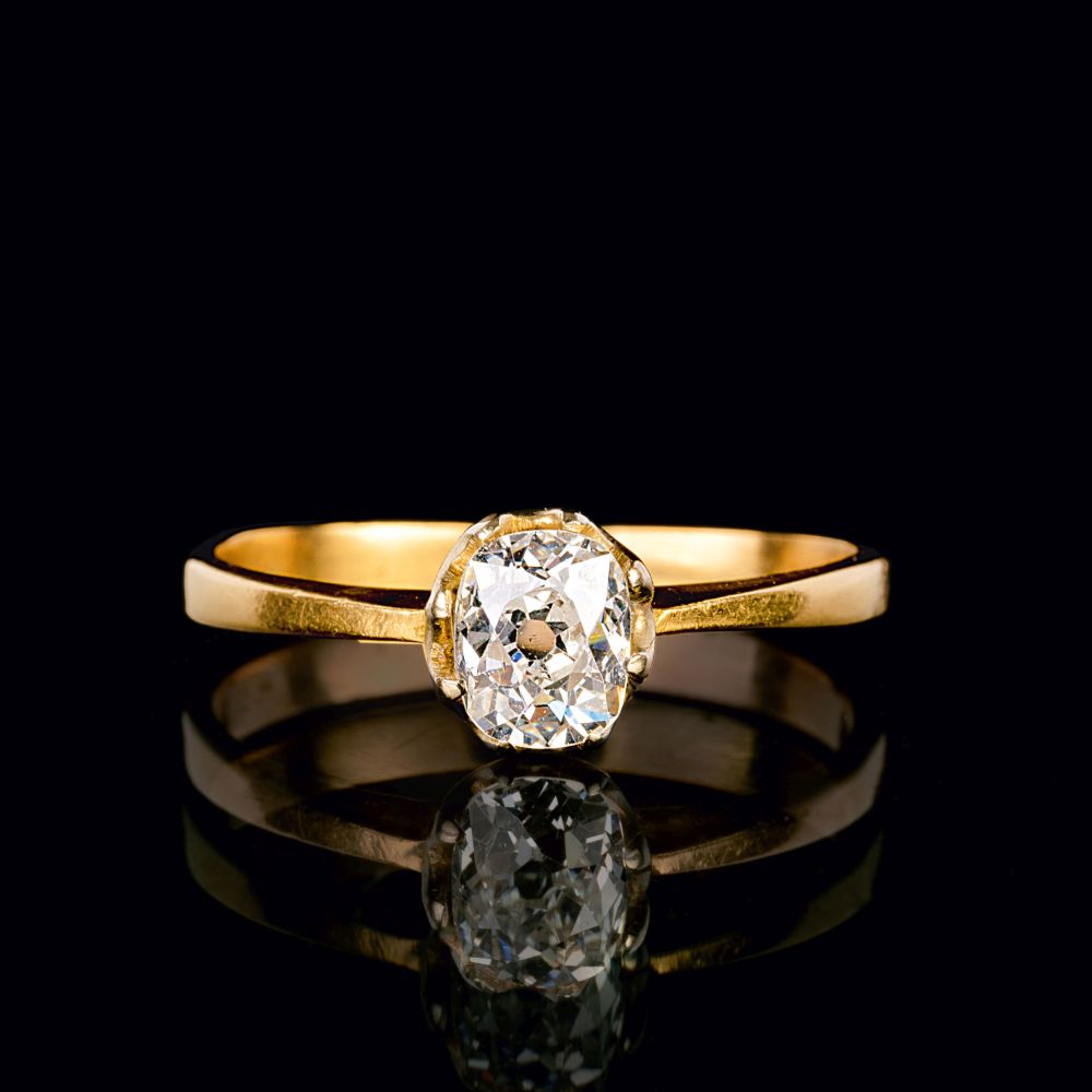 A Solitaire Ring with Old Cut Diamond