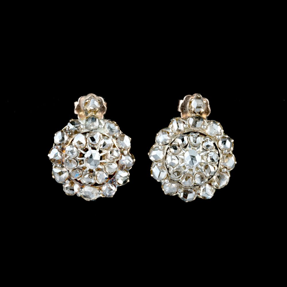 A Pair of Fin de Siècle Rose Cut Diamond Earstuds A Pair of Fin de Siècle Rose Cut Diamond Earstuds