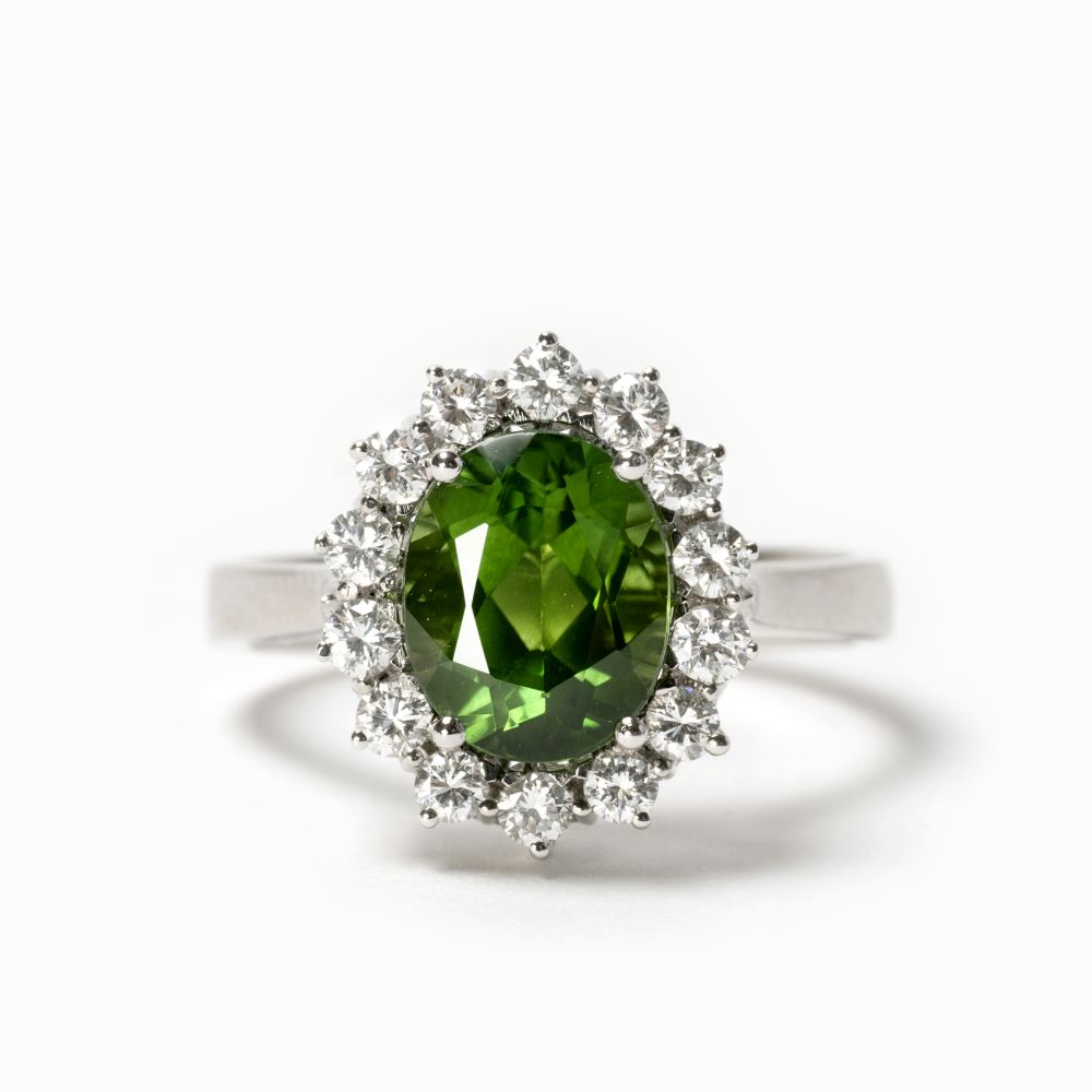 A Tourmaline Diamond Ring