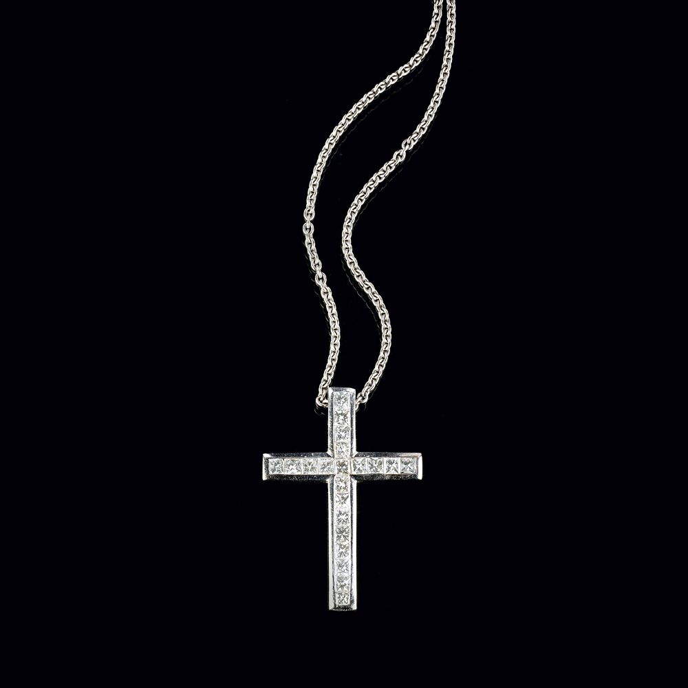 A Diamond Pendant Cross on Necklace A Diamond Pendant Cross on Necklace