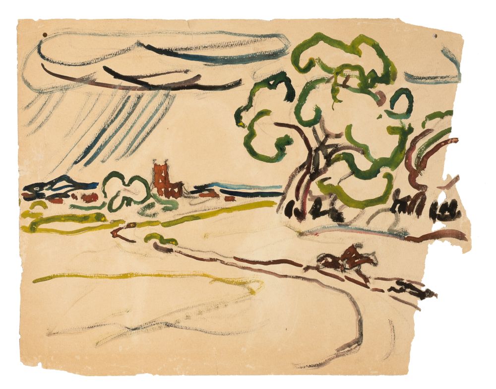 Christian Rohlfs - Landscape with Rider in Rain Landscape with Rider in Rain
