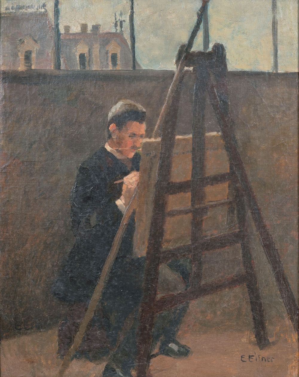 Portrait des Malers Biedermann an der Staffelei
