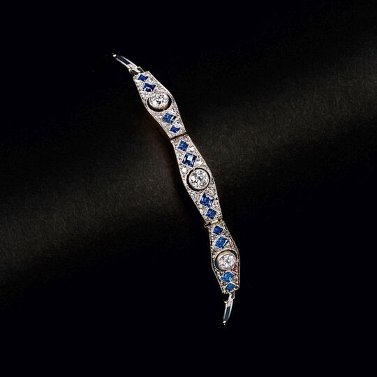 A petite Art-déco Sapphire Diamond Bracelet