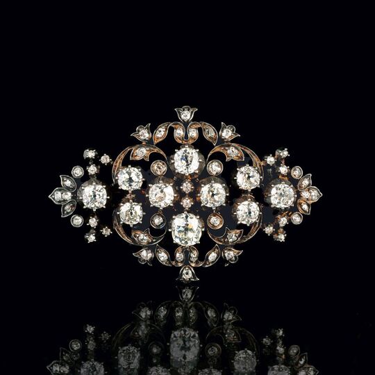 A highcarate Fin de Siècle Diamond Brooch