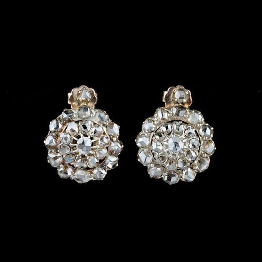 A Pair of Fin de Siècle Rose Cut Diamond Earstuds