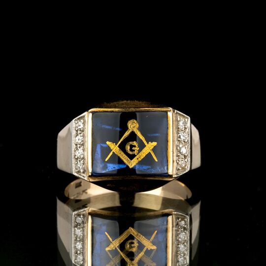 Freimaurer-Ring mit Kleinstdiamanten