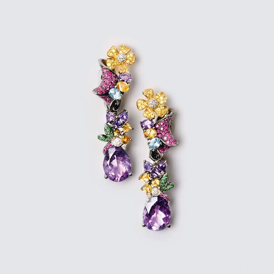 A Pair of Multi Gem. Earclips 'Tutti Frutti'