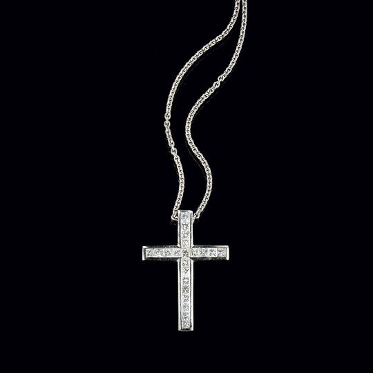 A Diamond Pendant Cross on Necklace