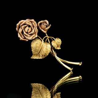 Zweifarbige Vintage Gold-Brosche 'Rosen'