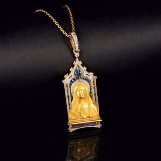Julien Duval - Art Nouveau Anhänger 'Madonna' von Frederic-Charles-Victor de Vernon Art Nouveau Anhänger 'Madonna' von Frederic-Charles-Victor de Vernon