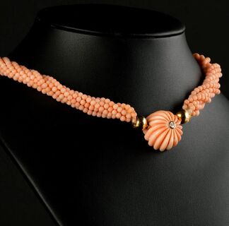 A Coral Necklace with small Diamond