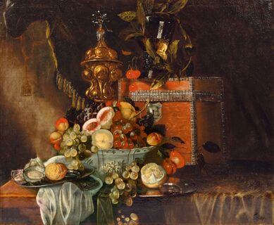Still Life with Wanli Bowl and Aquilegia Goblet