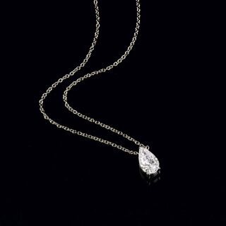 A Solitaire Pear Diamond Pendant on Necklace