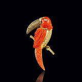 A Coral Diamond Brooch 'Papagallo'