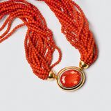 A Coral Necklace with Fire Opal - image 1