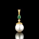 A Southsea Emerald Diamond Pendant on Necklace - image 2