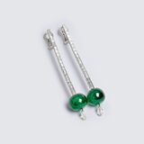 A Pair of extraordinary Diamond Earpendants with Emeralds - image 1