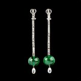 A Pair of extraordinary Diamond Earpendants with Emeralds - image 2