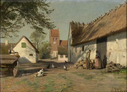 Dorfszene im Sommer
