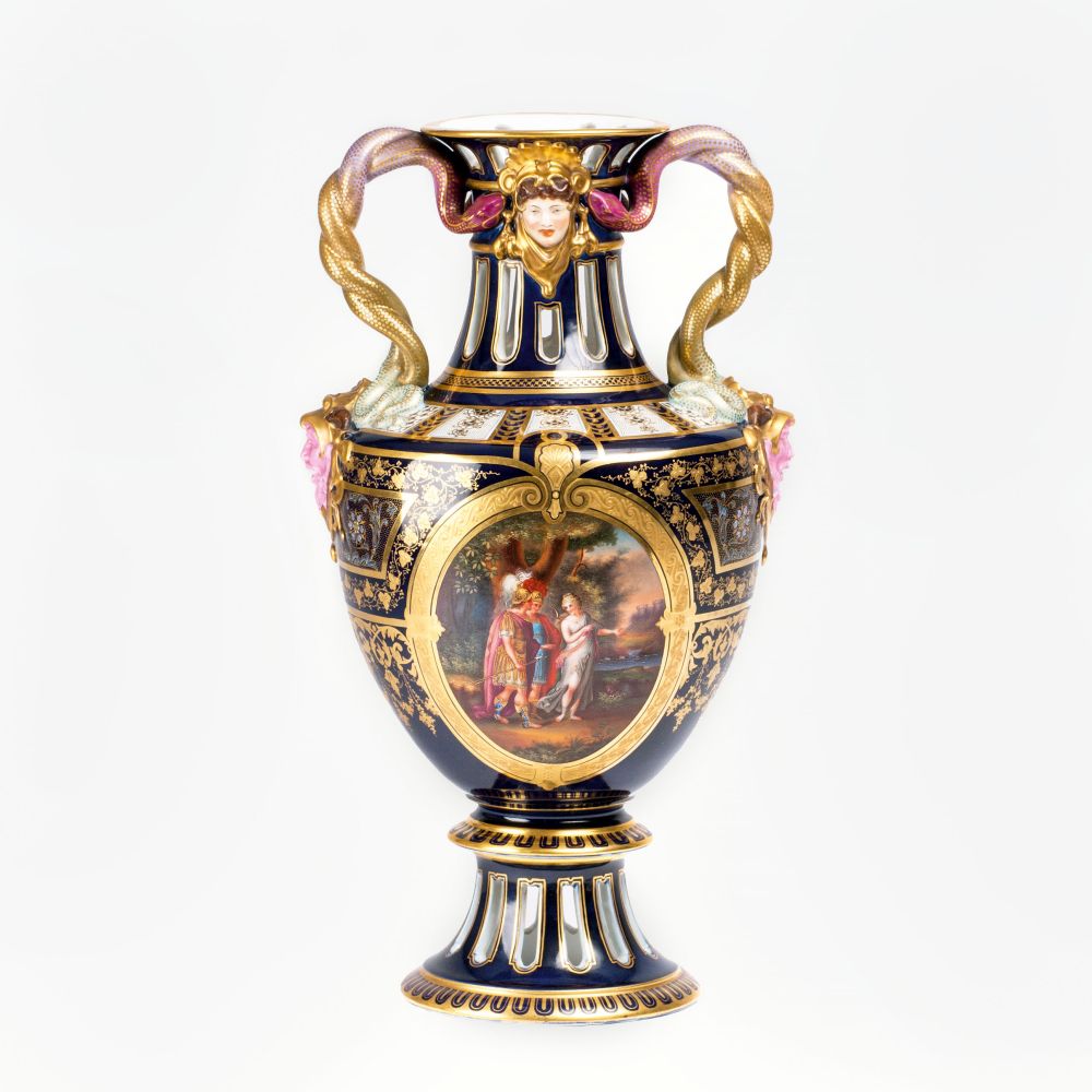 Magnificent Vase with Serpentine Handles in the Viennese Manner - image 2