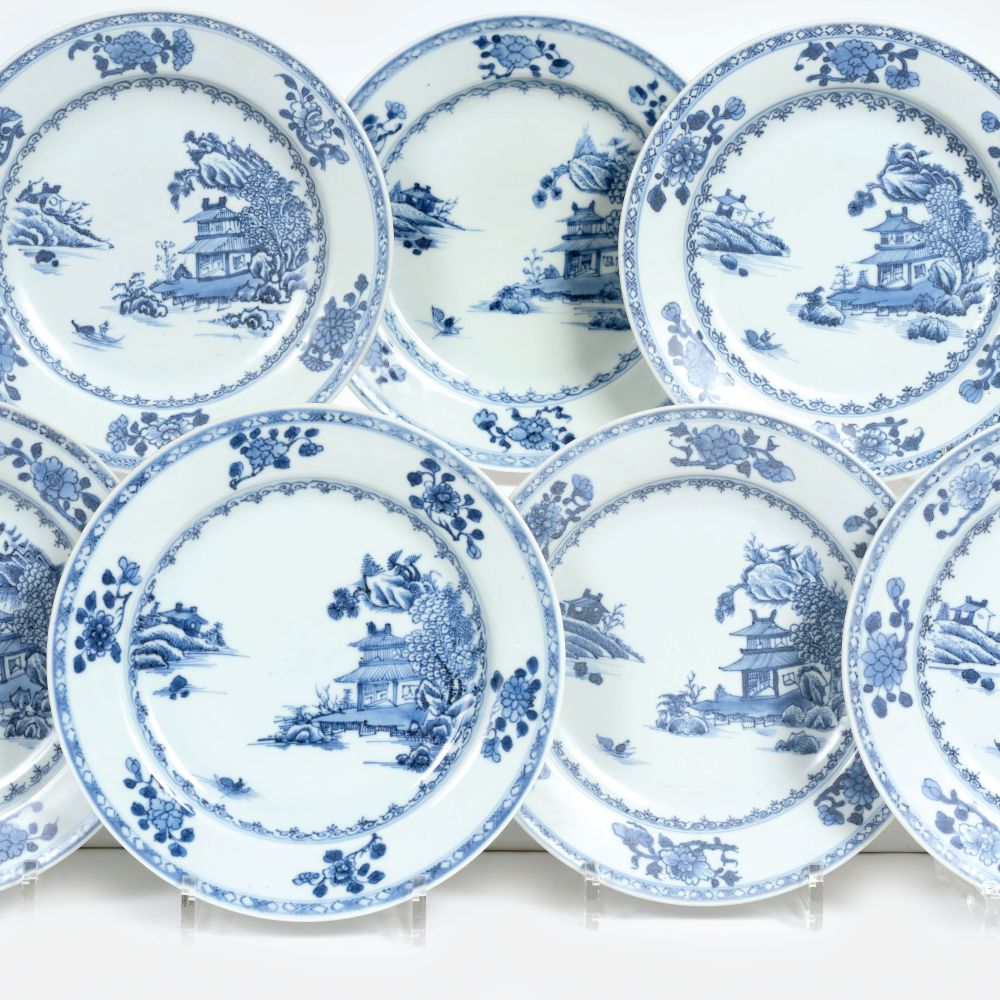 A Set of 24 Blue and White 'Nanking Cargo'-Plates A Set of 24 Blue and White 'Nanking Cargo'-Plates