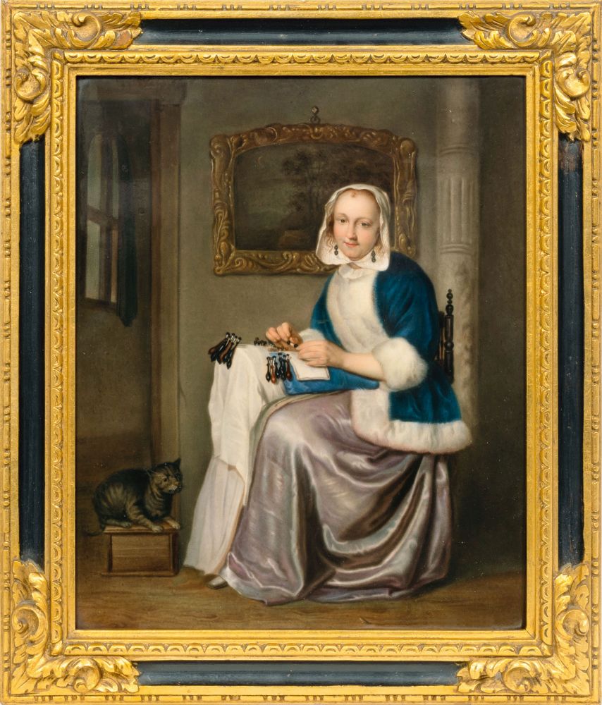 A Porcelain Plaque 'The Lady with the Lace Pillow' - image 2